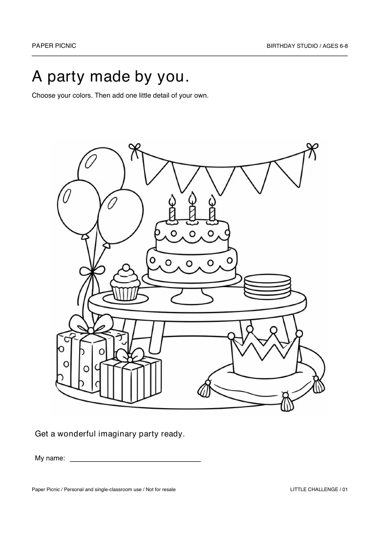Birthday Studio coloring page