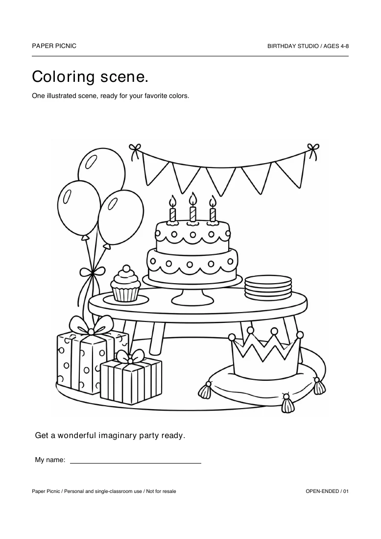 Coloring scene printable page
