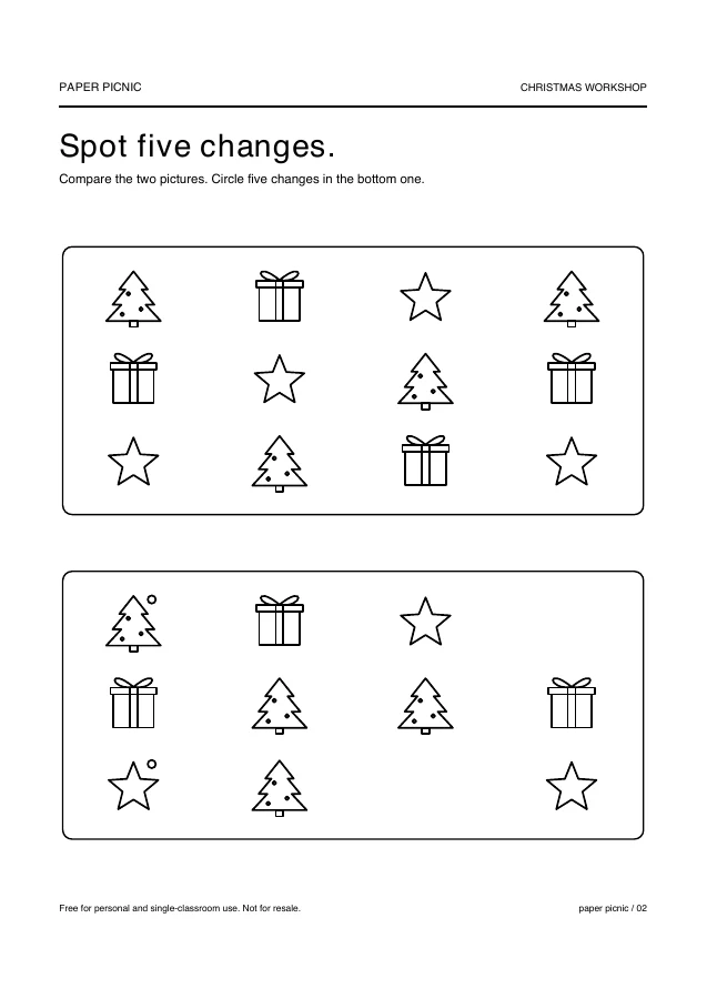 Christmas Workshop: Spot five changes