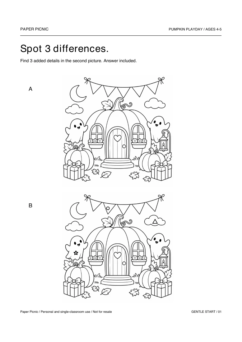 Spot 3 differences printable