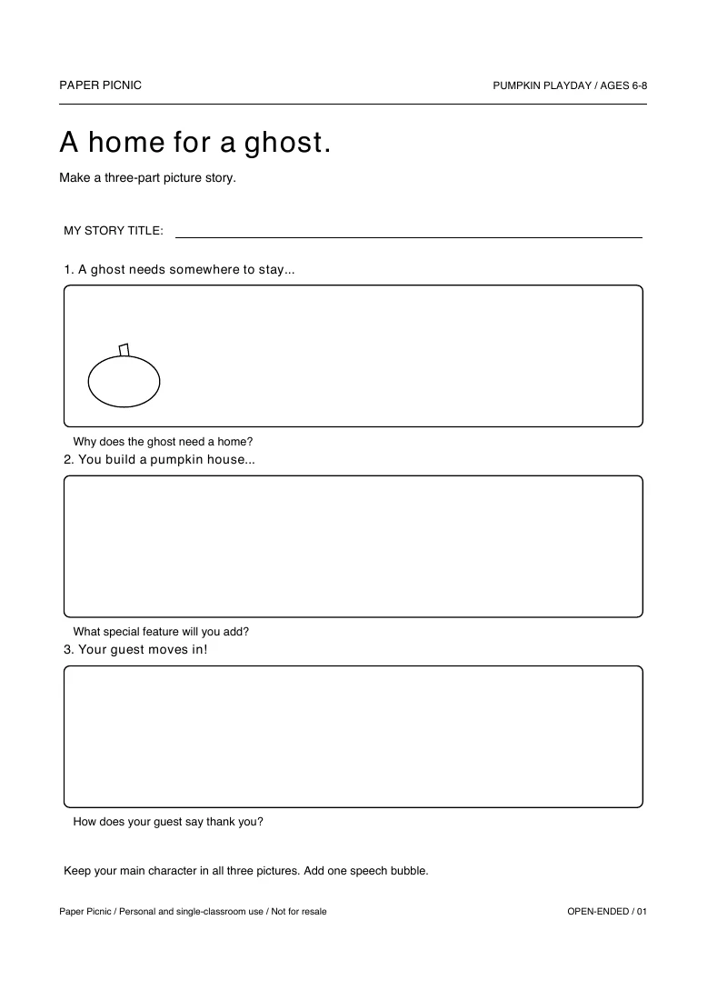 Pumpkin Playday A home for a ghost printable