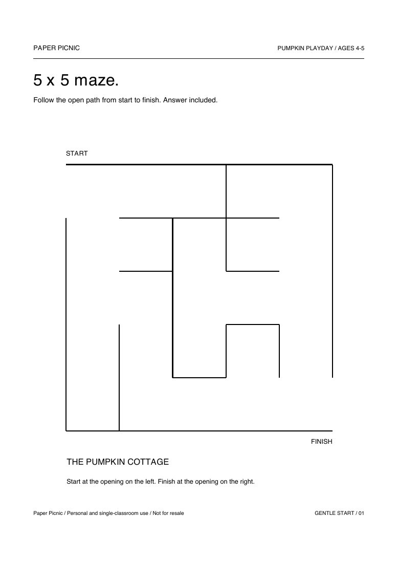 5 x 5 maze printable