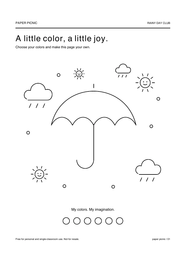 Rainy Day Club printable coloring page
