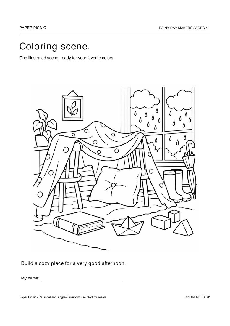 Coloring scene printable page